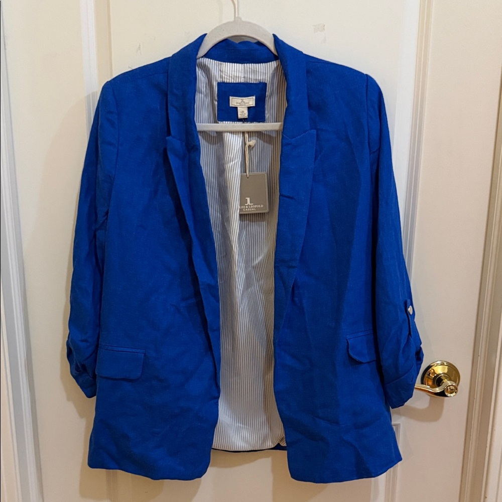 Jules & Leopold Blue and White Striped Blazer